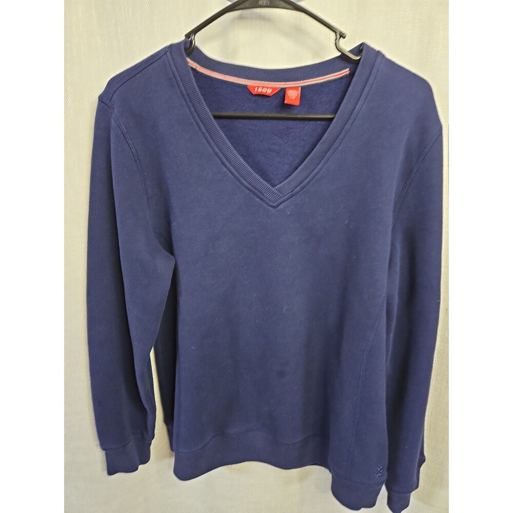 Izod Mens Large Long Sleeve Lightweight Gray V-Neck Pullover Sweater